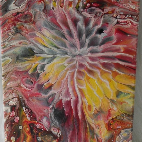 Handmade Abstract Acrylic Pour Painting - Picture 3 of 6